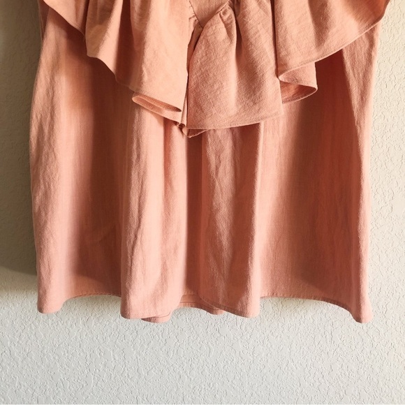 Zara Ruffle Yoke Cotton Blouse Cotton Peach - Picture 9 of 11